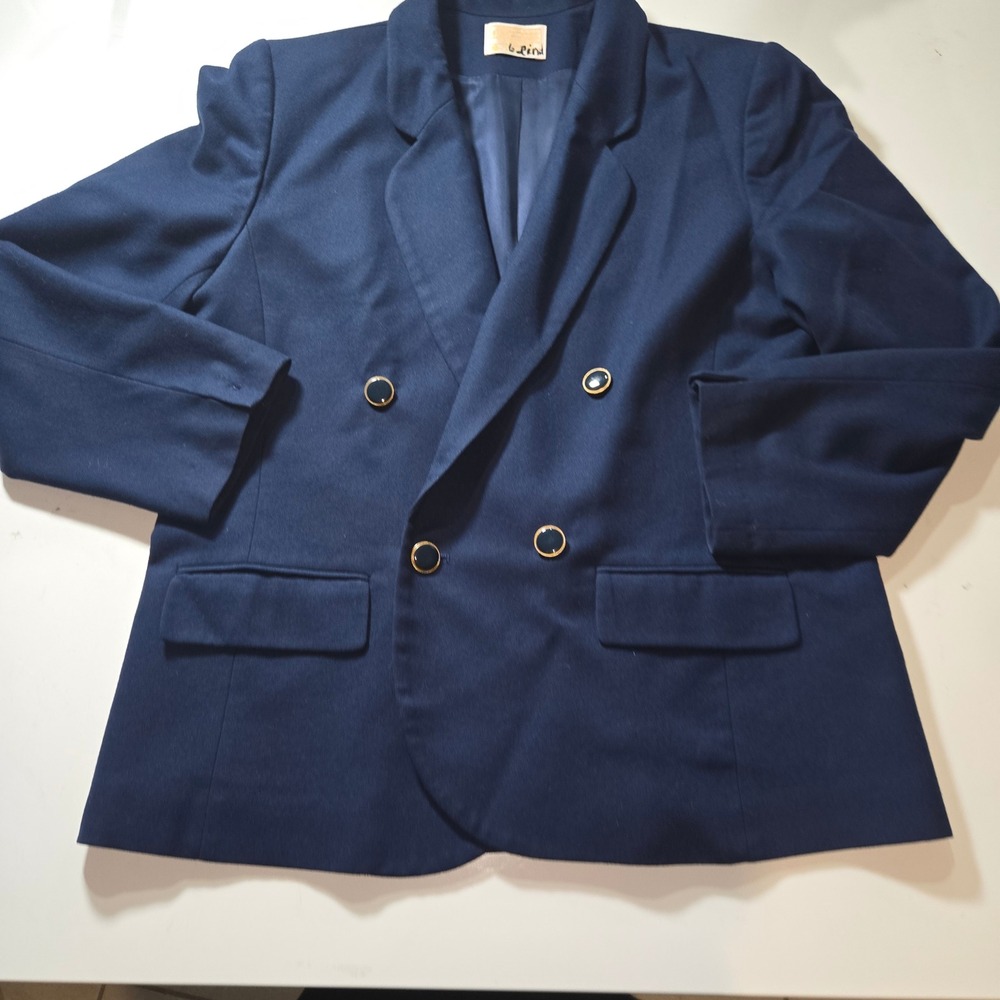 Vintage Pendleton Navy Blue 100% Virgin Wool Double Breasted Blazer Jacket